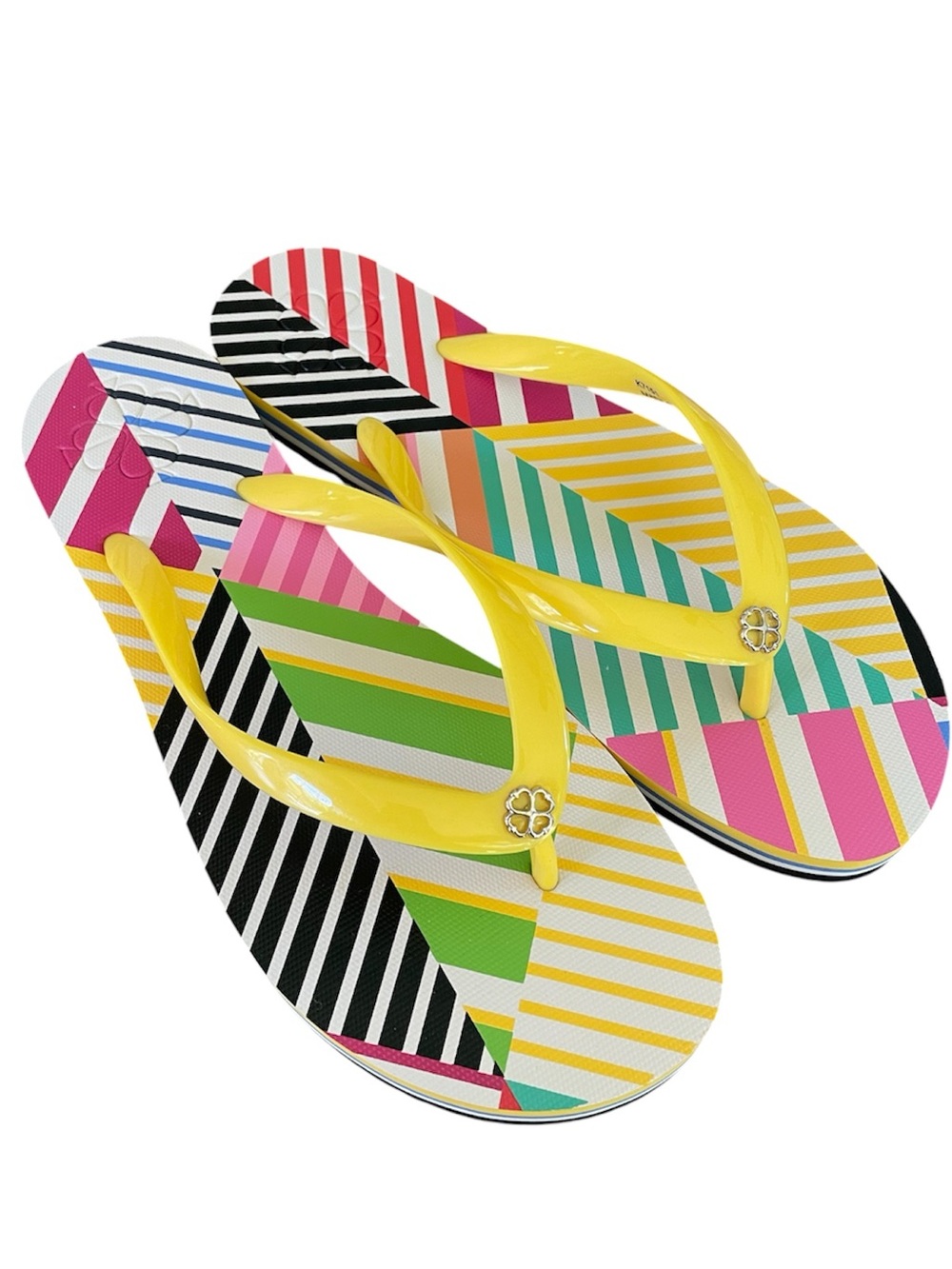 NIB Kate Spade Multicolor Geometric Stripe Women's Flip Flops Size 8